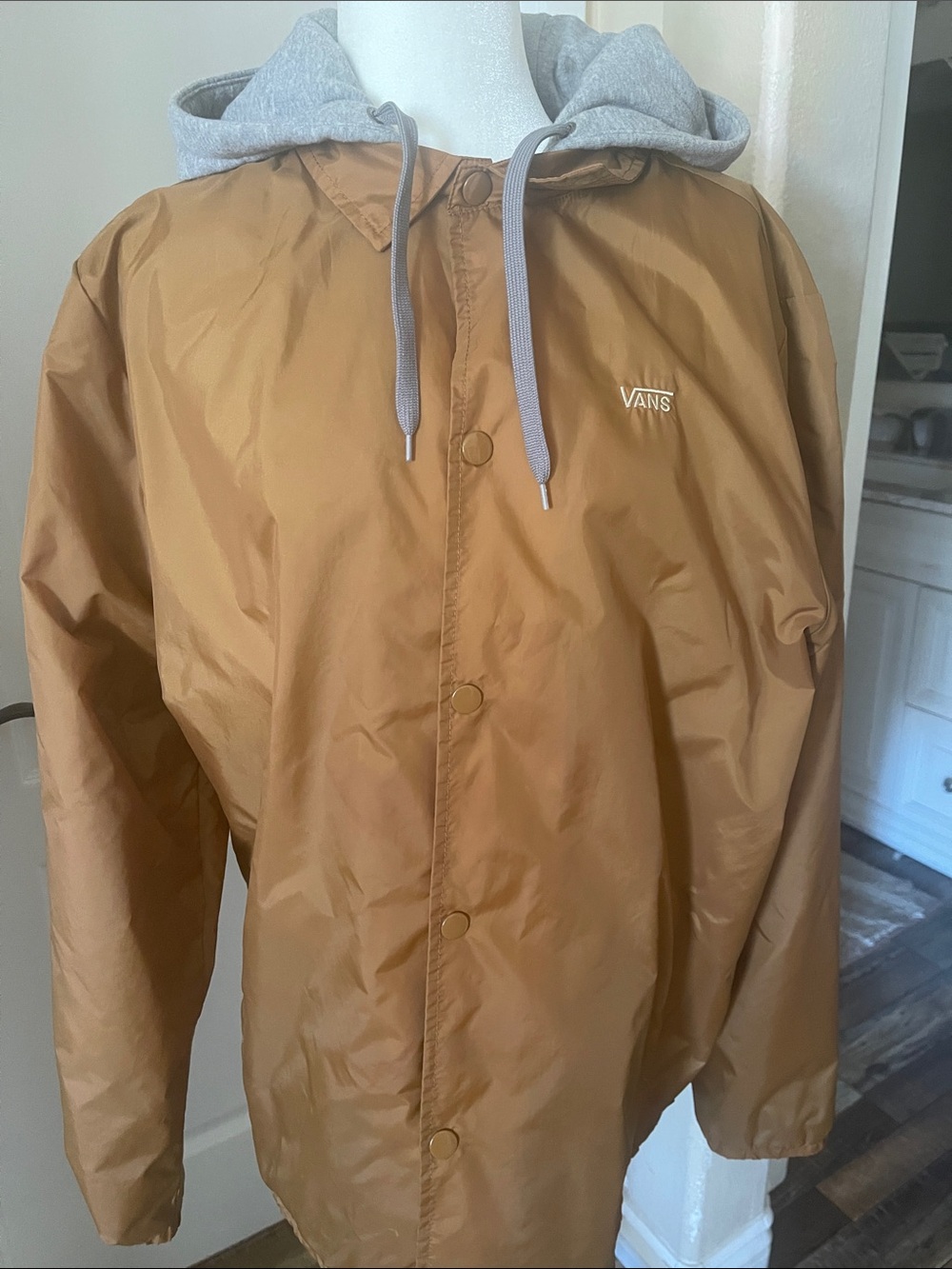 Vans Brown Windbreaker Jacket with Gray Hooded Lining
